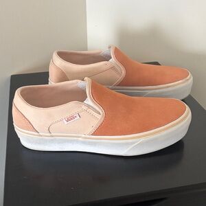 Vans Peach and Light Peach Slip-On Shoes